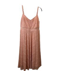 Torrid Size 1 Pink Peachy Lace Overlay Eyelet Strappy Midi Dress Womens 1X